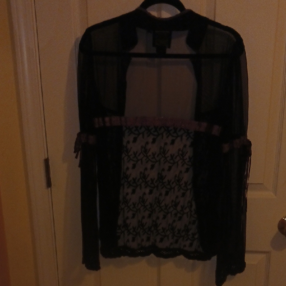 Black and Purple Sheer Lace Top - Picture 7 of 7